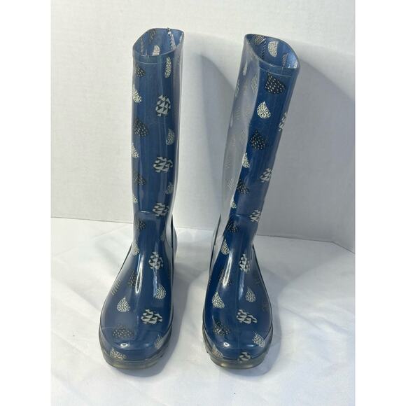 Women's Toms Cabrilla Rain boots Moonlight Blue Raindrop Print Size 9 - Picture 3 of 6